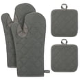 thumbnail image 1 of Topekada 3 Pcs Oven Mitts and Potholders Set with PU Leather Reinforced Palm for Baking Grilling Gray, 1 of 7