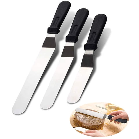 Offset Spatula For Frosting 6" 8" 10" Stainless Steel Angled Cake Icing Spatula byTopekada 3 Count