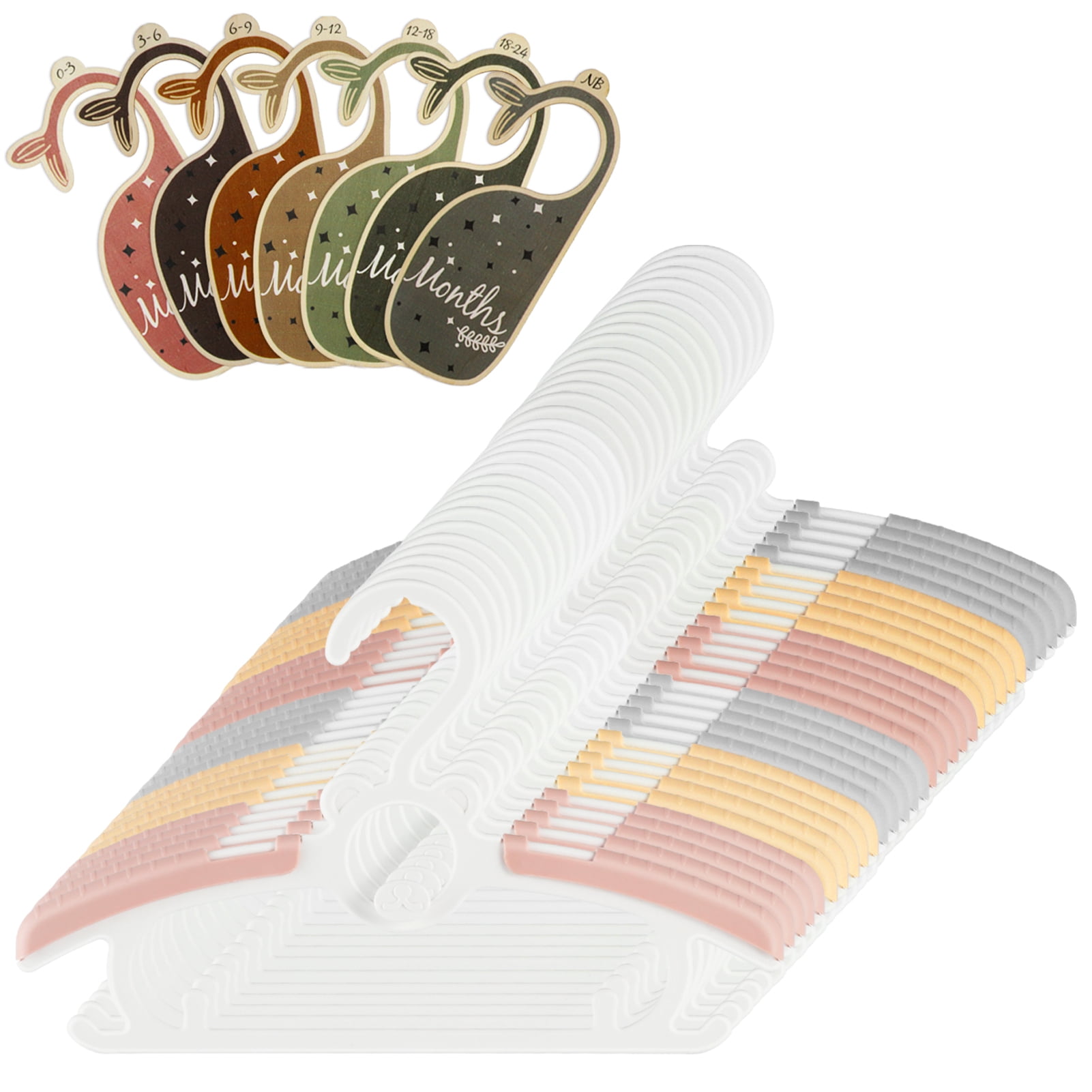 Topekada 30 Pack Baby Hangers with Dividers for Closet, NonSlip and