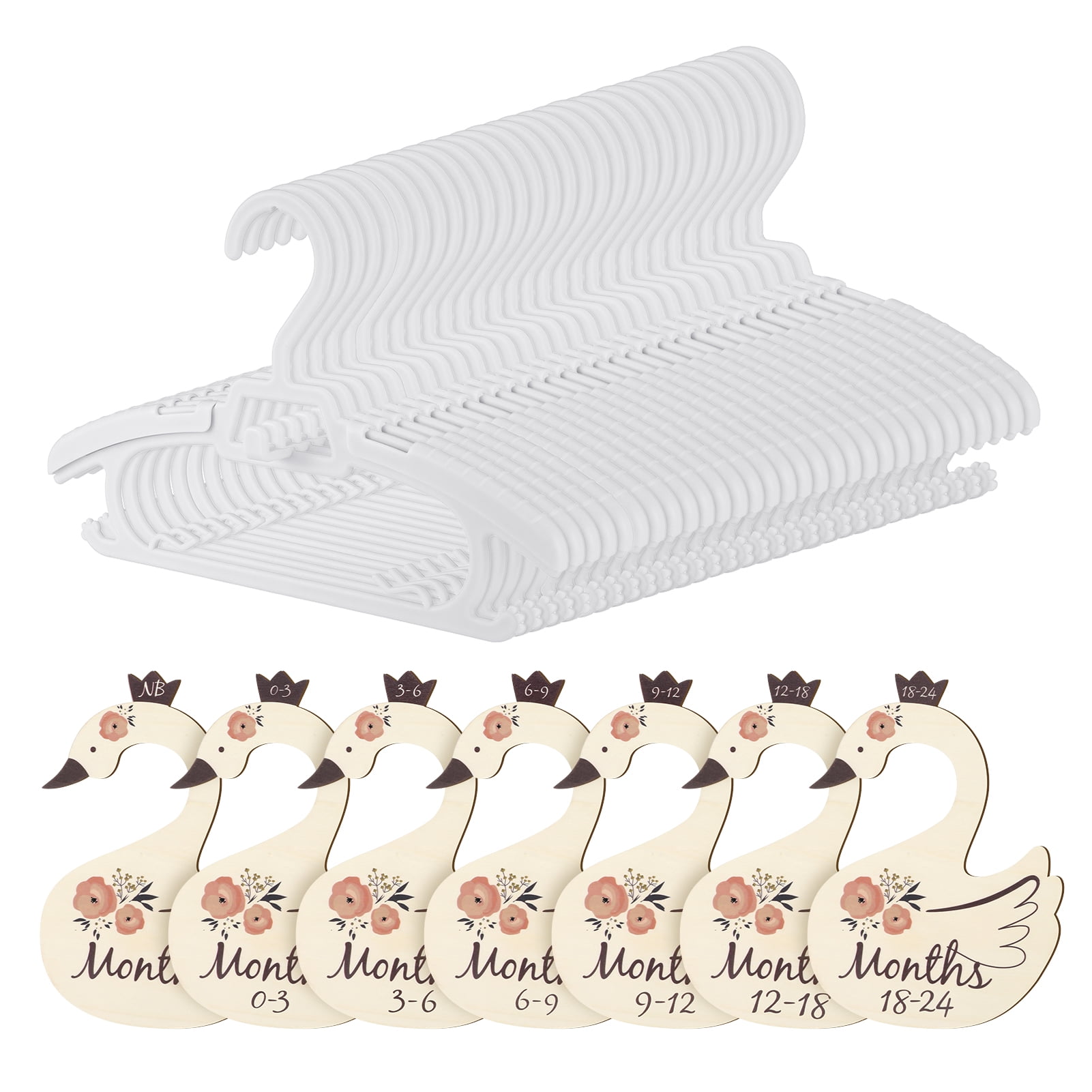 Topekada 30 Pack Baby Hangers with Dividers for Closet, NonSlip and