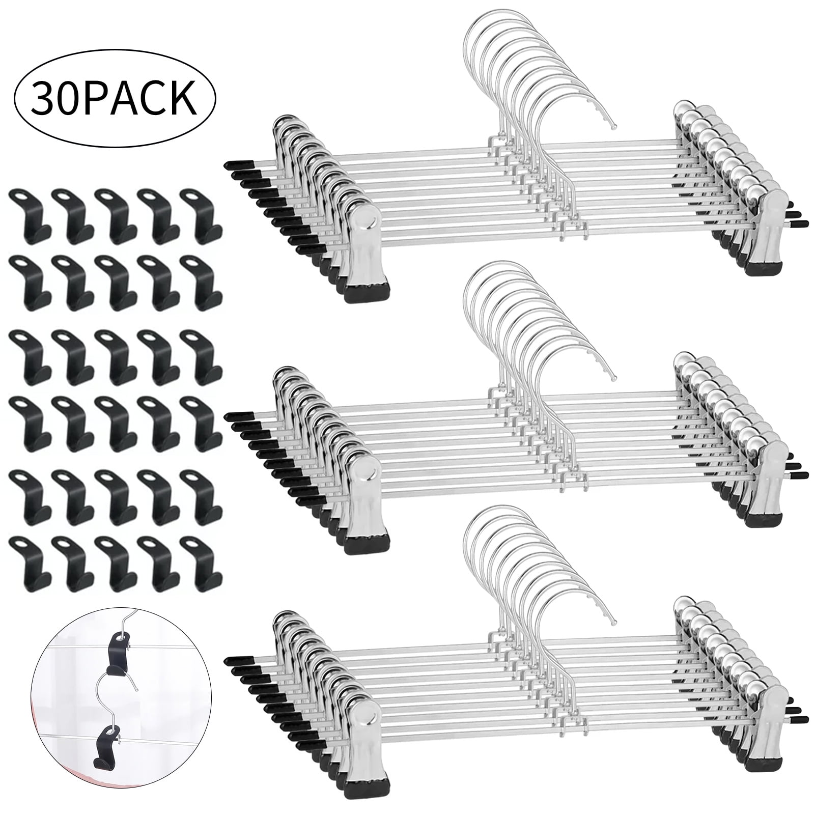 Topekada 30 Pack Hangers for Clothes with Connector Hooks, 911 Inch
