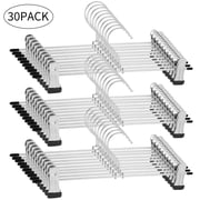 Topekada 30 Pack Pants Hangers Space Saving, 9-11 Inch Non Slip Stainless Steel Metal Pants Hanger with Clips, Clothes Hangers for Shorts, Skirt, Bottoms, Jeans