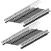 Topekada 35 Pack Pants Hangers with Clips for Women, Adjustable Heavy Duty Space Saving Skirt Hangers Non-Slip Trousers, Jeans Clothes ,Shorts Black,12Inch