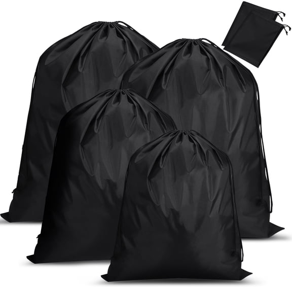 Topekada Topekada 4-Pack Laundry Bags, 3 Sizes  Machine Washable Dirty Clothes Bag, Drawstring Storage for Home, Dorm, Travel, Camping  Black