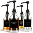 Topekada 4Pack Glass Coffee Syrup Dispensers, 1/4oz Pump, 16oz