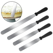 Topekada 4 Set Offset Spatula For Frosting,6 8 10 12 Inch Straight Cake Icing Spatula,Stainless Steel Icing Spreader Knife, Decorating Offset Icing Spatula Cake Scraper Smoother