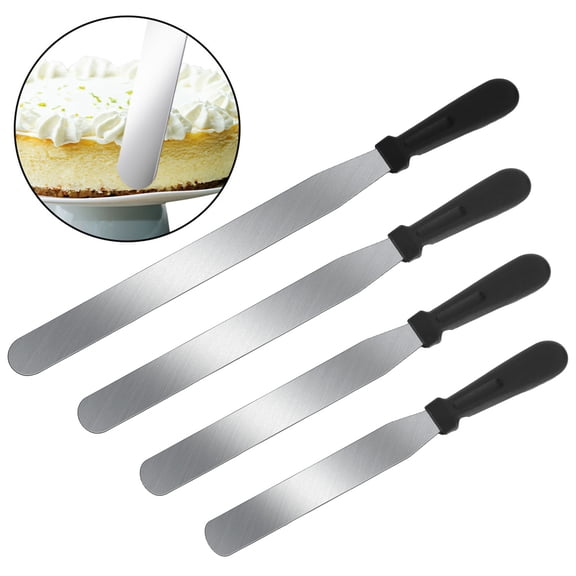 Topekada 4 Set Offset Spatula For Frosting,6 8 10 12 Inch Straight Cake Icing Spatula,Stainless Steel Icing Spreader Knife, Decorating Offset Icing Spatula Cake Scraper Smoother