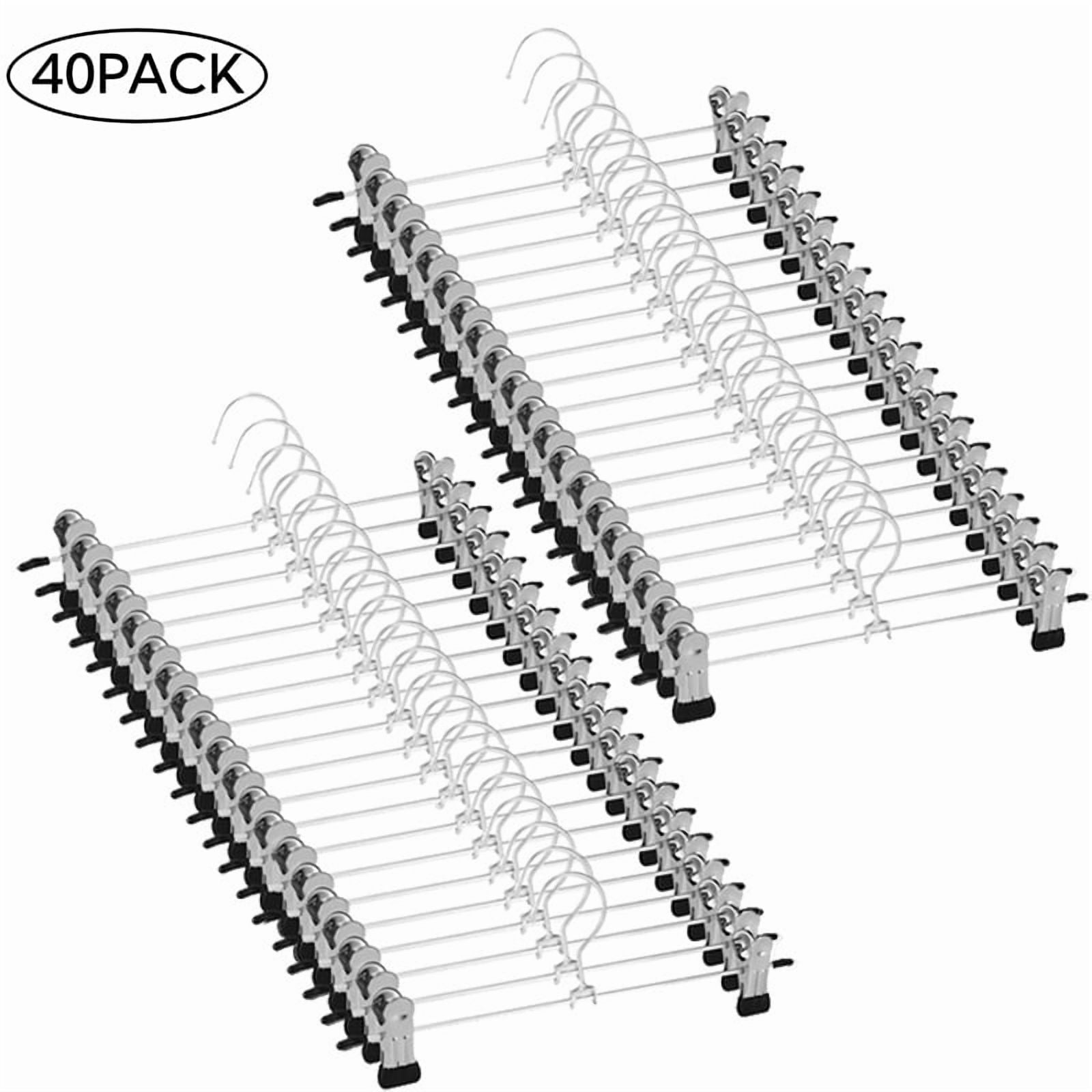 Topekada 40 Pack Pants Hangers Space Saving, 9-11 Inch Non Slip Stainless Steel Metal Pants Hanger with Clips, Clothes Hangers for Shorts, Skirt, Bottoms, Jeans