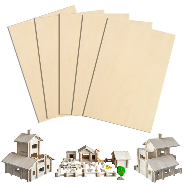 Balsa Wood Sheets 1/8 Inch Thick 12 x 4 Unfinished Wooden Board by (5  Pack)