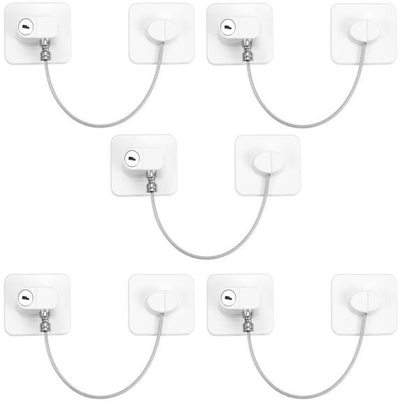 Topekada 5 Pack Refrigerator Door Lock With Keys, Freezer Lock Cabinets Lock for Toddler, Child, Adult, Multi Purpose Baby Kid Safety Deep Freezer Fridge Lock With A Key(White)