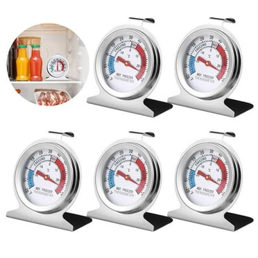 Topekada 5 Packs Refrigerator Thermometer Fridge Thermometer Stainless Steel Freezer Thermometer with Red Indicator Large Dial Thermometers for Freezers Monitoring Thermometer for Home Kitchen