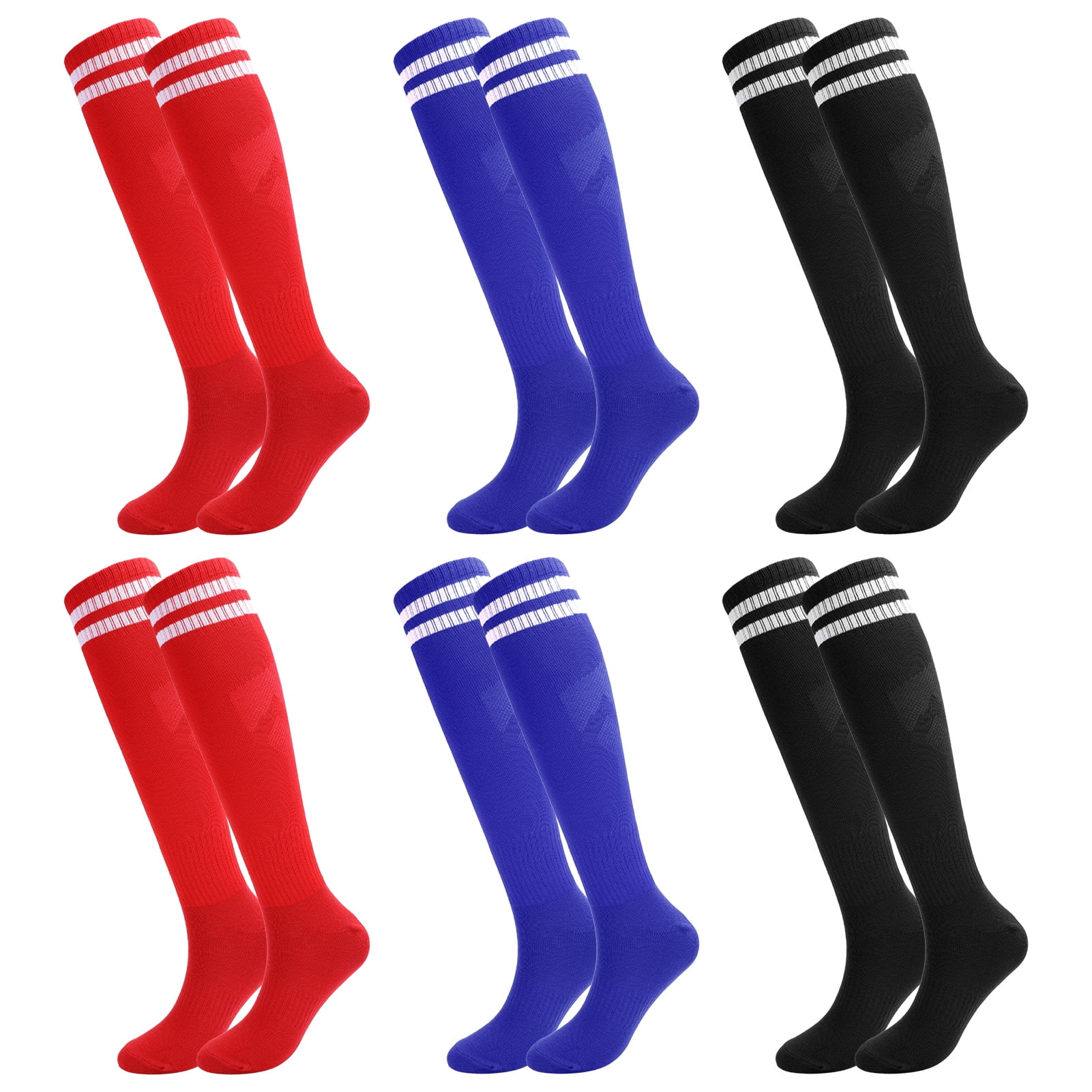 Topekada 6 Pairs Adults Soccer Socks, Breathable Knee Sports Socks
