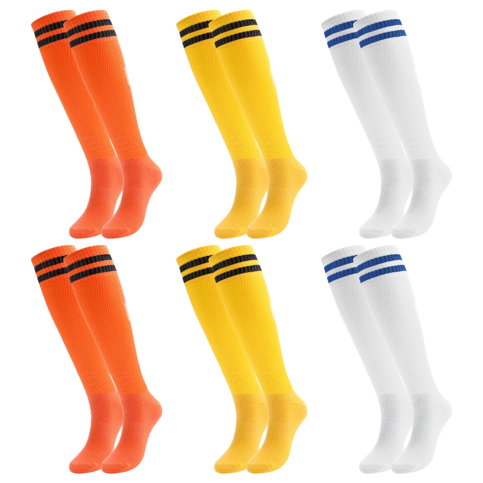 Topekada 6 Pairs Adults Soccer Socks, Breathable Knee Sports Socks