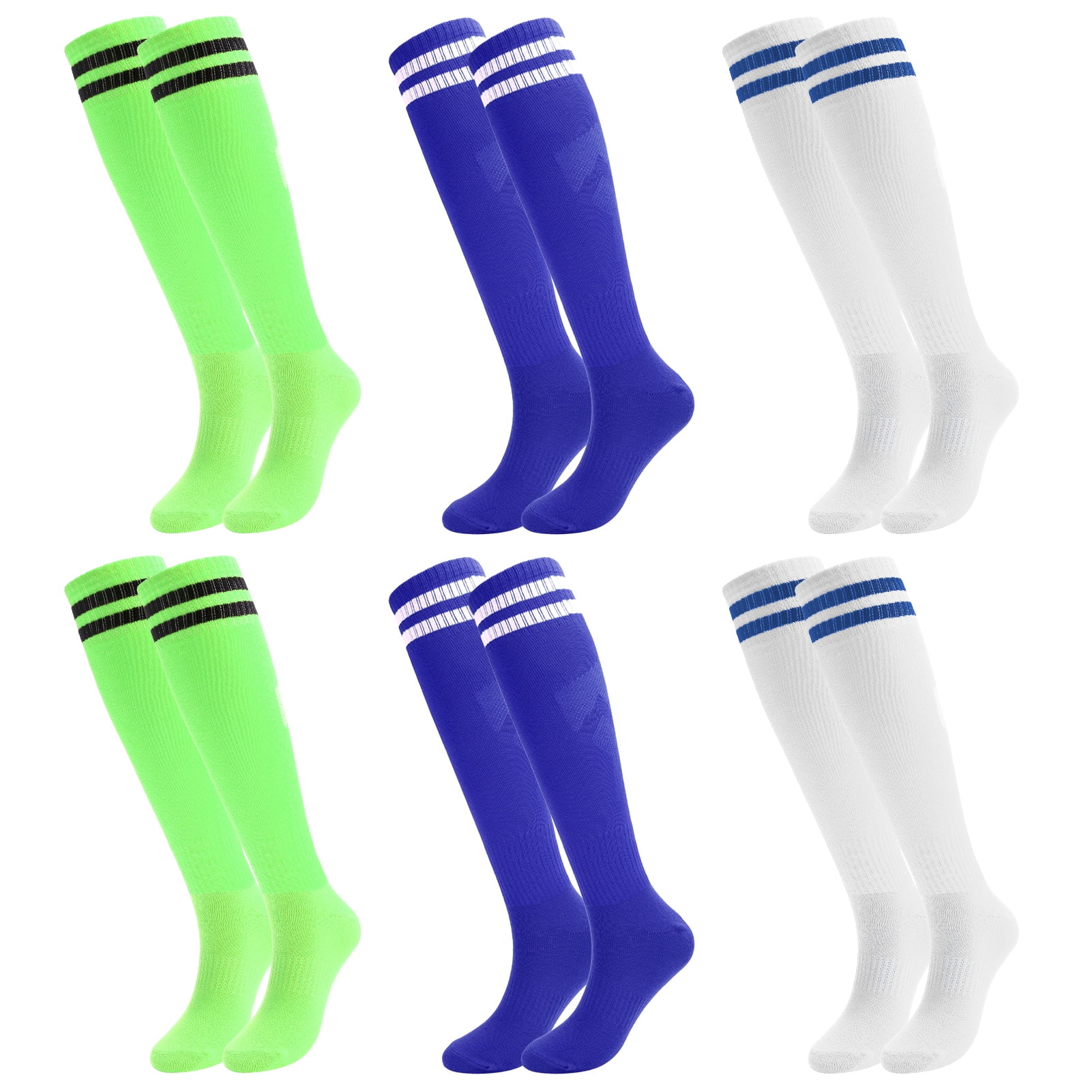 Topekada 6 Pairs Men's Soccer Socks, Breathable Knee High Sports Socks