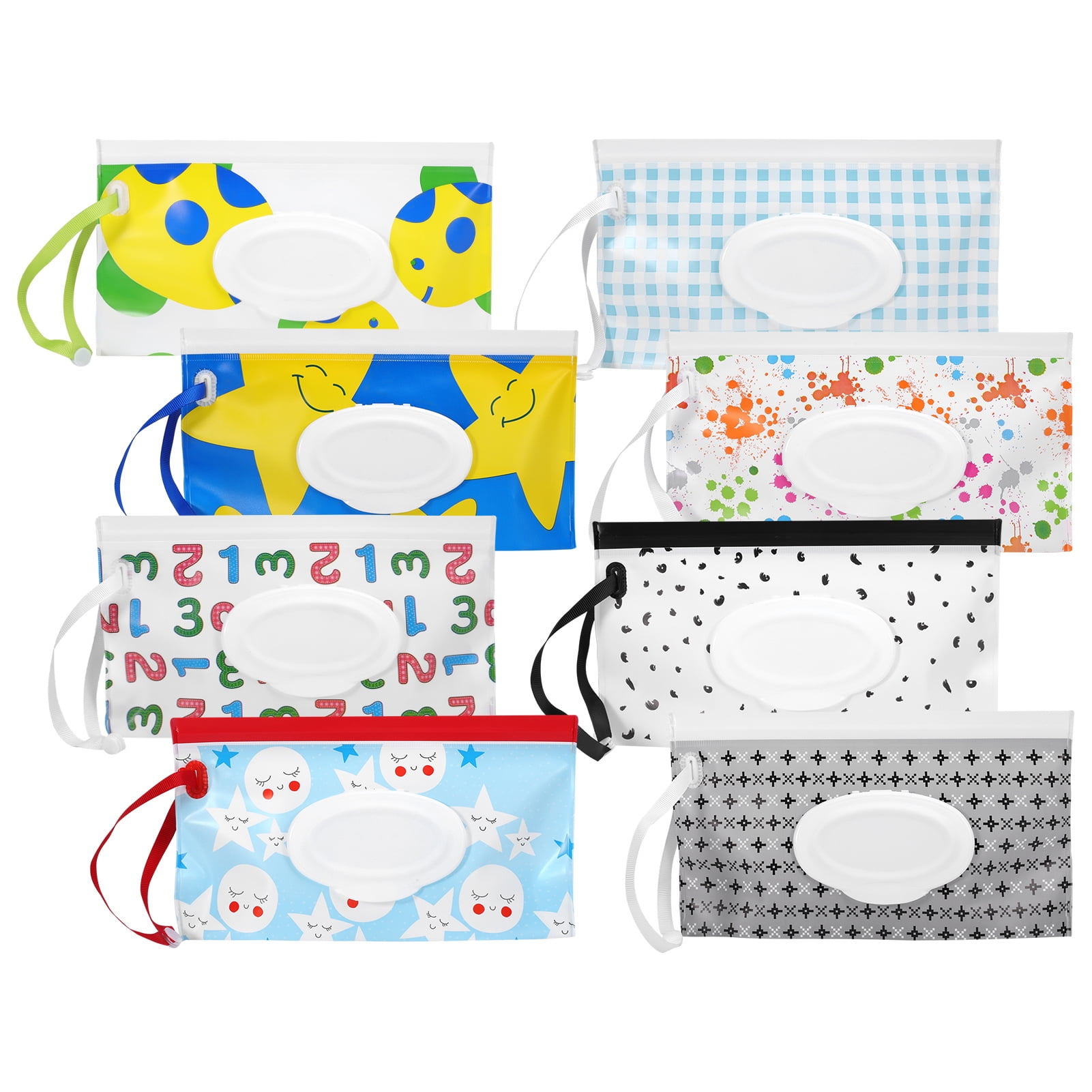 Topekada 8 Pack Baby Wipe Pouch Bags, Baby Wipe Dispenser, Portable