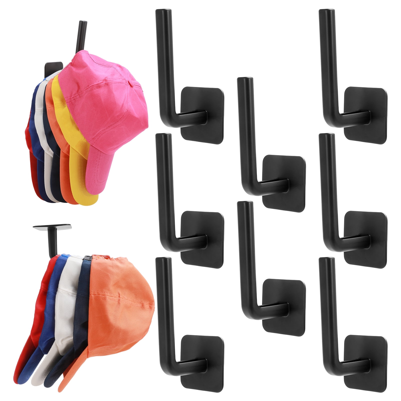 Modern JP Adhesive Hat Hooks for Wall (16-Pack) - Minimalist Hat Rack  Design, No Drilling, Strong Hold Hat Hangers - U.S. Patent Pending, Black 