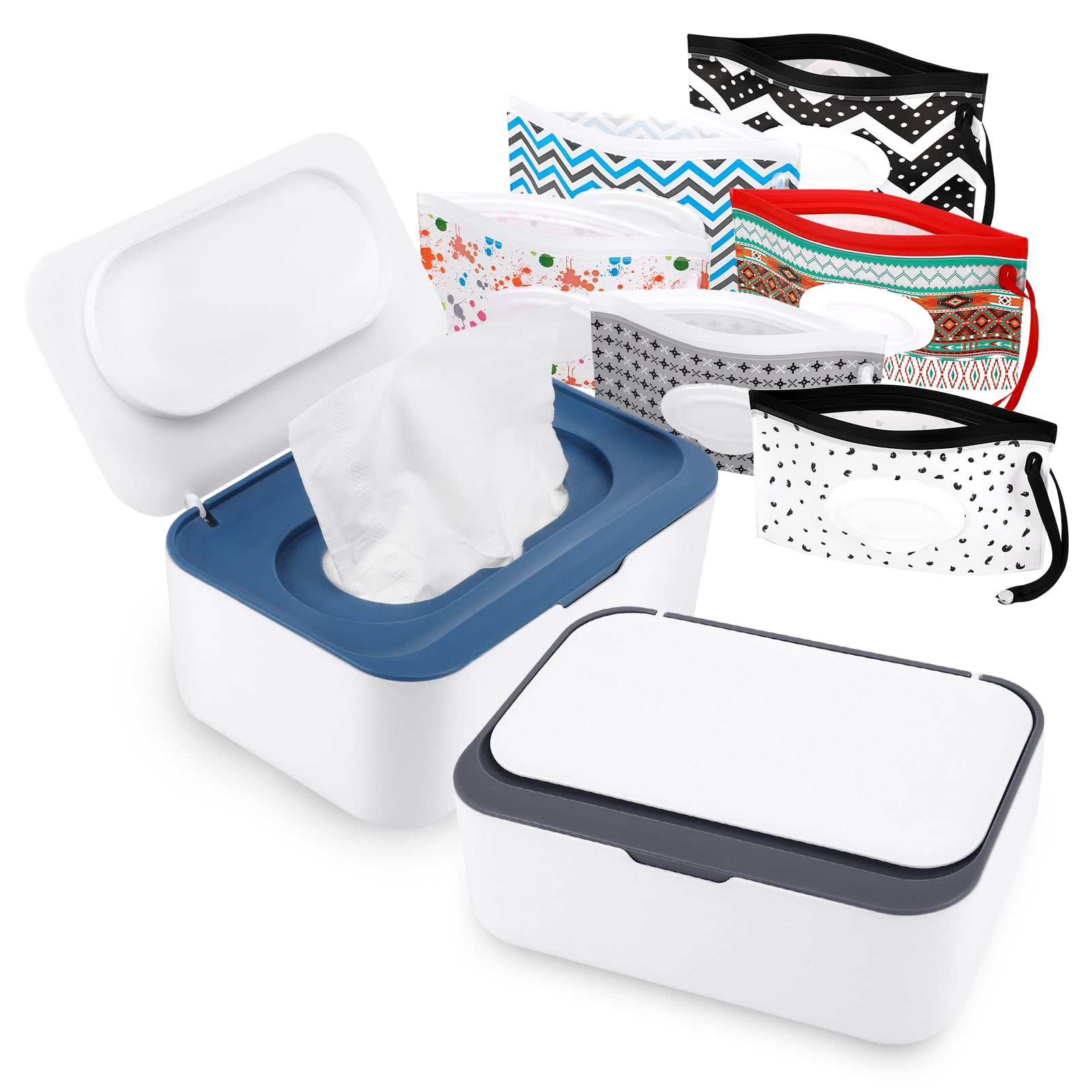Topekada 8 Pcs Reusable Baby Wipes Storage Container Set, Refillable
