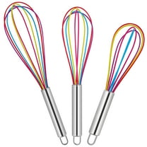 Topekada Silicone Whisk Set of 3 - 8 10 12inch Stainless Steel and Silicone Kitchen Utensils for Blending, Heavy Duty Egg Whisking, Beating & Stirring(8 10 12in)