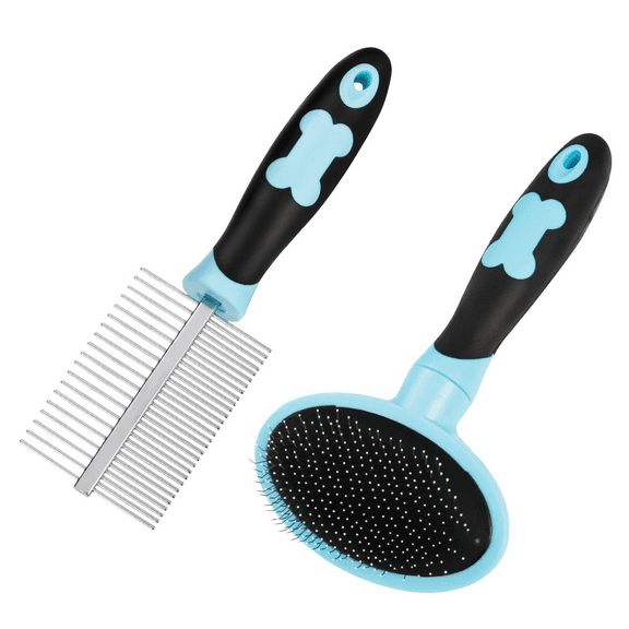 Topekada Slicker Dog Comb and Brush for Long Hair, Gently Dog Hair Brush and Sturdy Double Sided Grooming Comb, Puppy Hair Pin Brush for Small Medium Large Pets with Long Hair