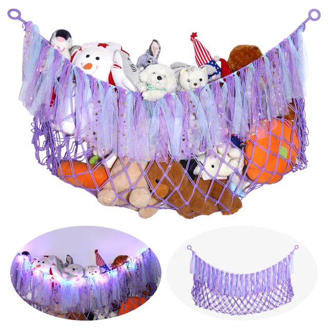 Topekada Stuffed Animals Net Hammock with LED Light, Wall Hanging