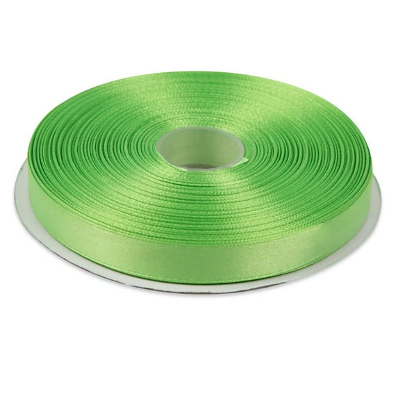 Topenca Supplies 1/2 Inches x 50 Yards Double Face Solid Satin Ribbon Roll, Apple Green