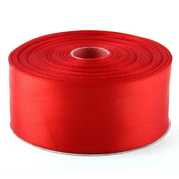 Topenca Supplies 2 Inches x 50 Yards Double Face Solid Satin Ribbon Roll, Red