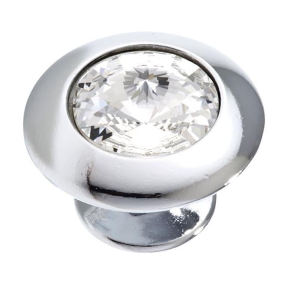 Topex Round Crystal Cabinet Knob - Bright Chrome - 30mm Overall