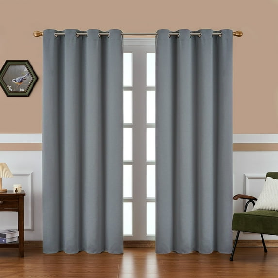 Topfinel 100% Blackout Curtains 63 inch Long for Bedroom Living Room Solid Color Grommet Home Darkening Thermal Insulated Noise Reduce Soundproof Drapes ,2 Panels, Grey, 52 x 63 inch,2 Panels