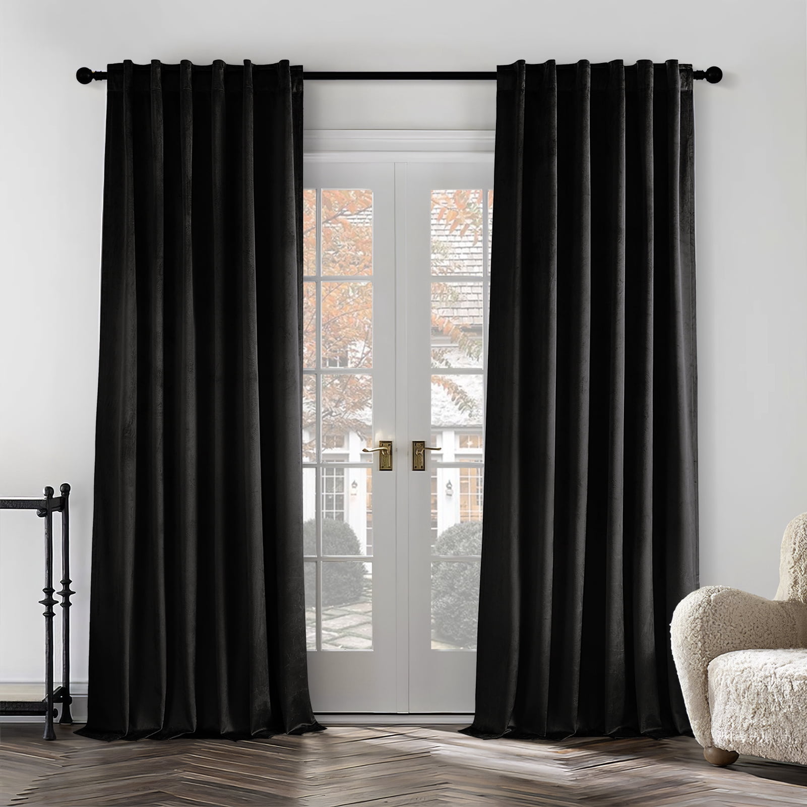 Topfinel 100 Blackout Luxury Velvet Curtain, 84 inches Long Rod Pocket