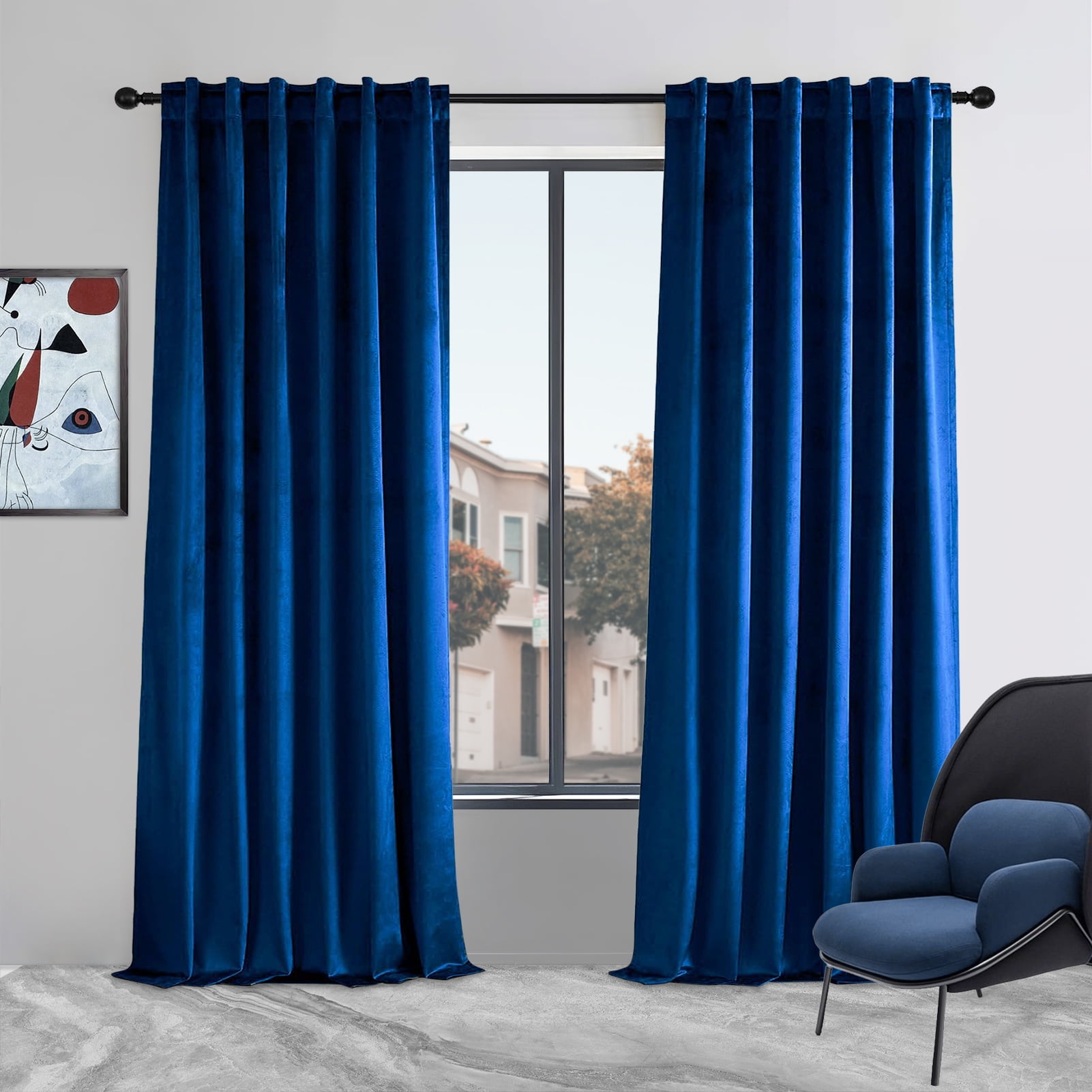 Topfinel 100% Blackout Luxury Velvet Curtain, 95 Inches Long Rod Pocket ...