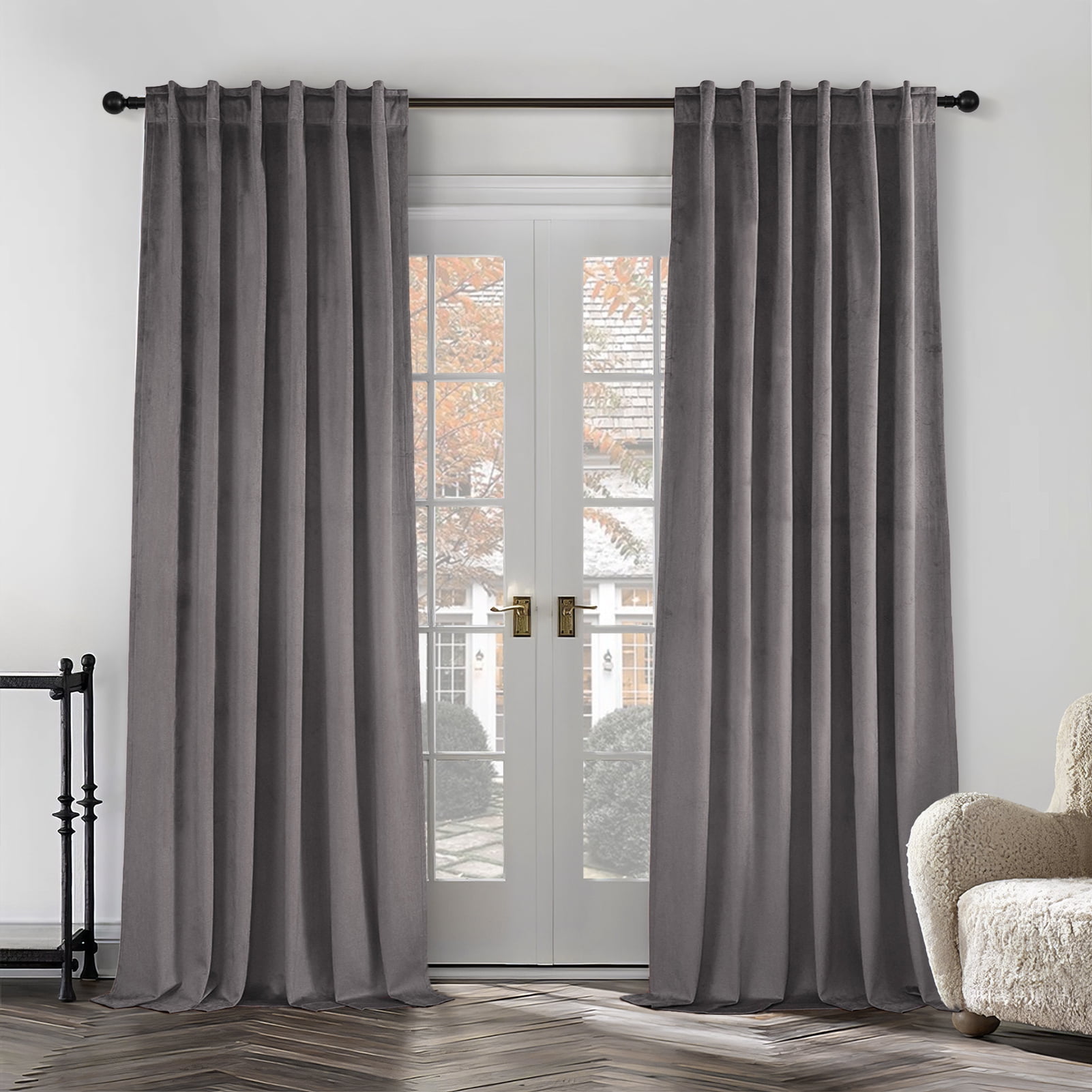 Topfinel 100 Blackout Luxury Velvet Curtain, 95 Inches Long Rod Pocket