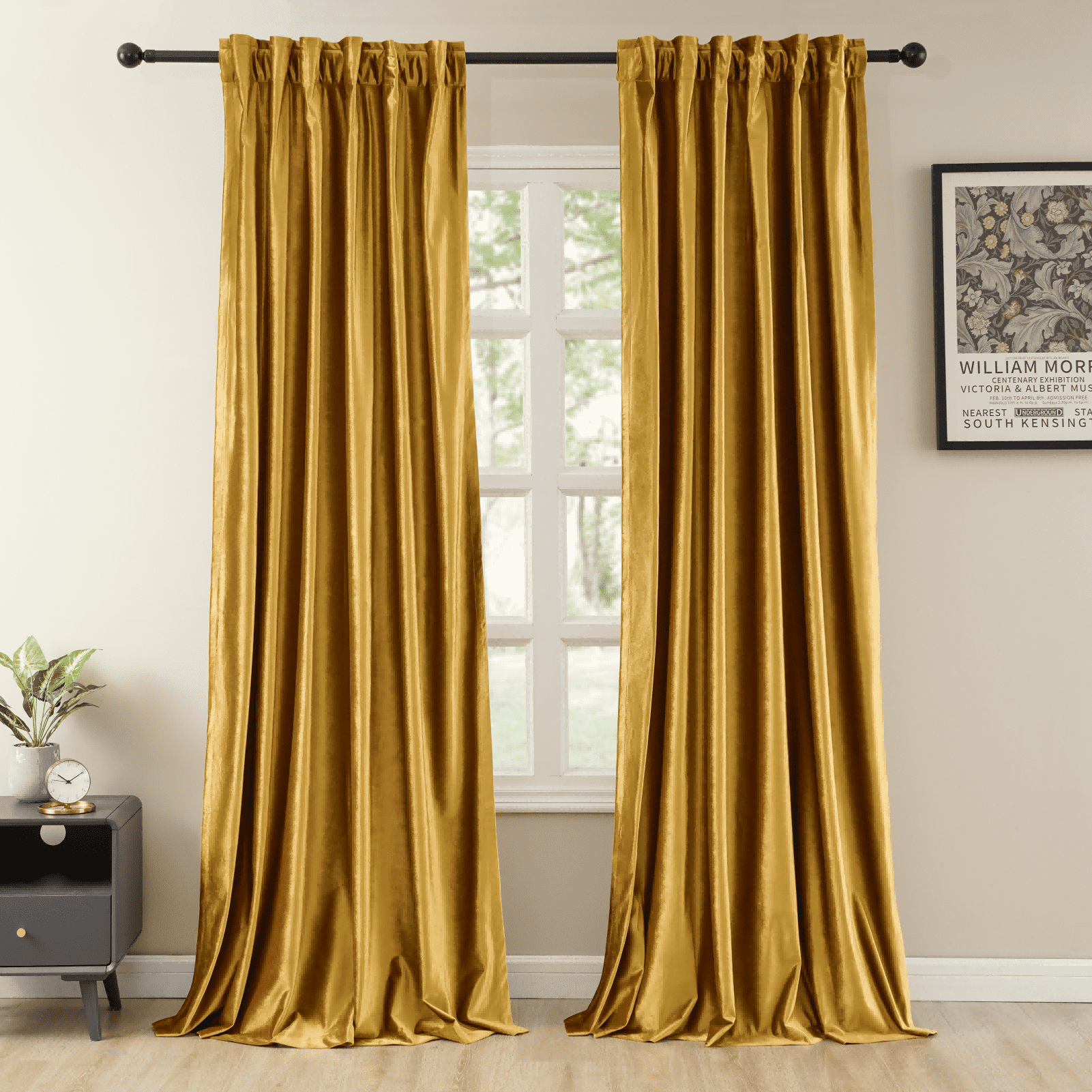Topfinel 100 Blackout Luxury Velvet Curtains,90 inch Long Rod Pocket