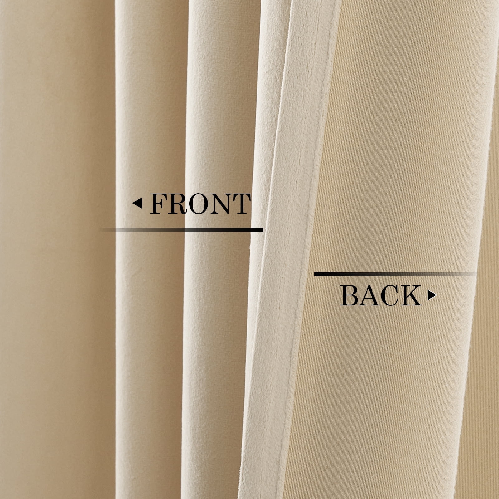 Topfinel Beige Velvet Blackout Grommet Curtains 52" x 108", 2 Panels