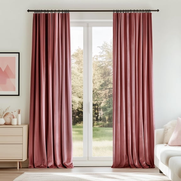 Topfinel Dusty Rose Velvet Blackout Curtains 84 Inches Dusty Pink Room Darkening Insulated Valentines Back Tab Cute Girls Nursery Aesthetic Soundproof Curtains for Living Room Bedroom 7 FT C113