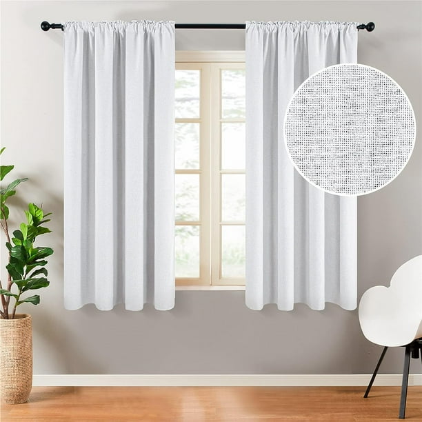 Topfinel Faux Linen 100 Blackout Heavy Curtains 63 inches Length for