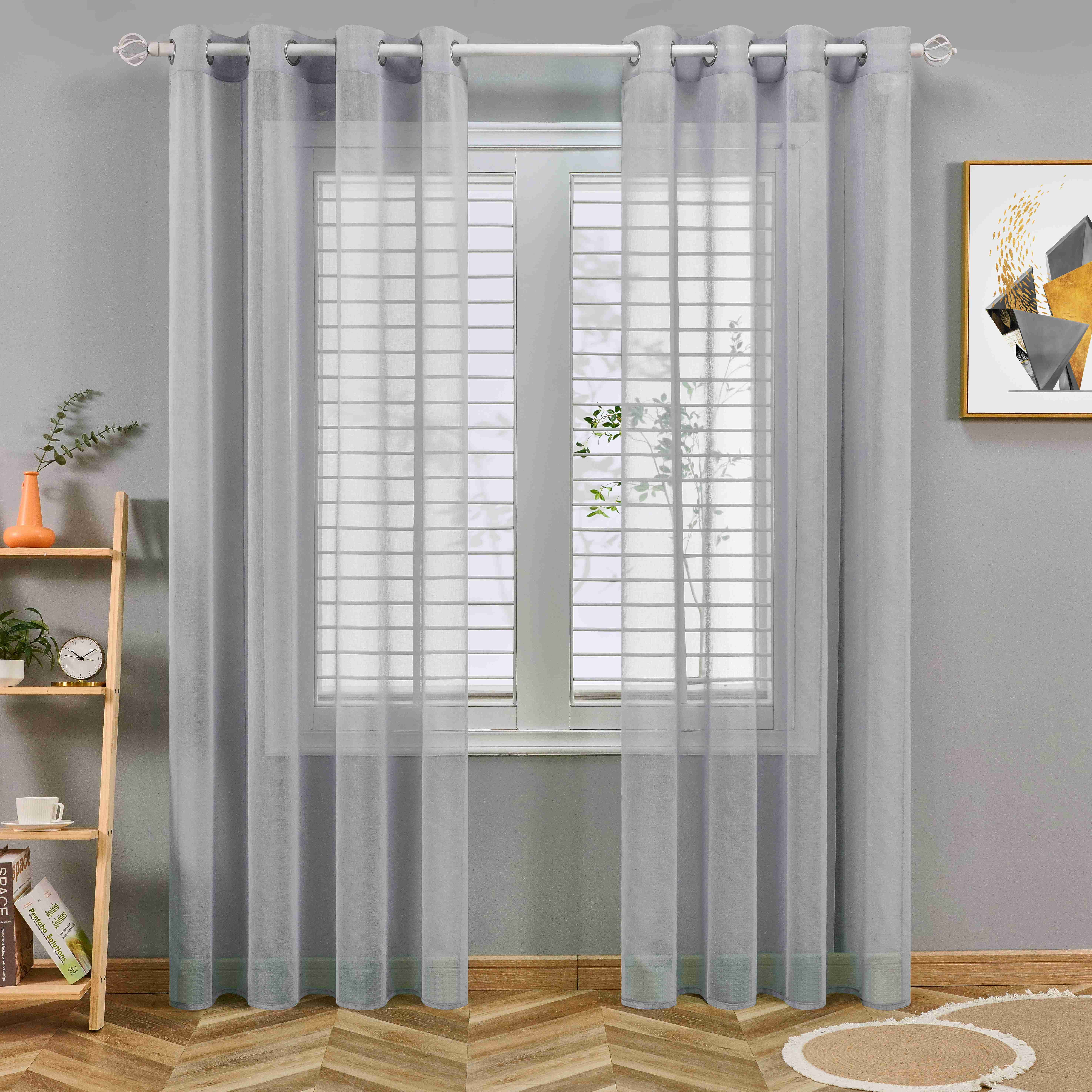 Topfinel Grey Sheer Curtains 96 inches Length for Bedroom Study Room