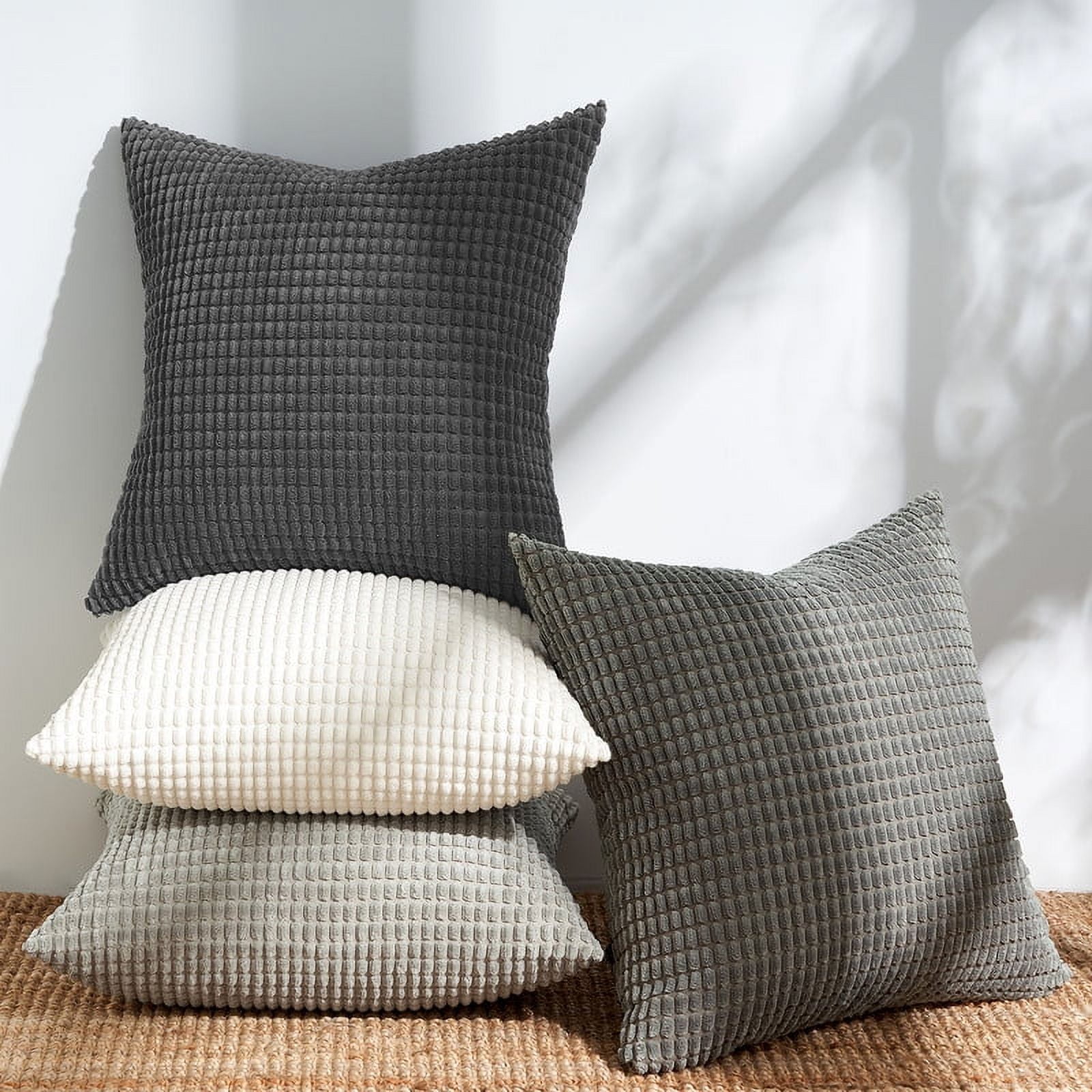 Top Finel Gray Throw Pillow Covers 20x20 Inch, Country Boho Decorative ...