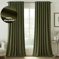 thumbnail image 1 of Topfinel Olive Green Linen 100% Blackout Pleated Window Shades, 52" x 84", 1 of 9