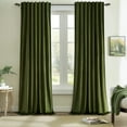 thumbnail image 1 of Topfinel Olive Green Velvet Blackout Curtains 96 Inches Long, 100% Blackout Back Tab Boho Thermal Insulated Curtains for Living Room Bedroom, Retro Drapes with Hooks,Set of 2, 1 of 8