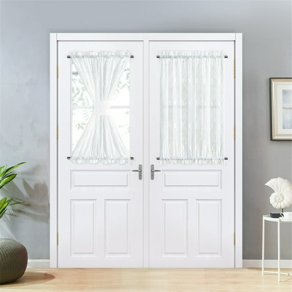 Topfinel Sheer Rod Pocket French Door Curtains Panels (Set of 2)