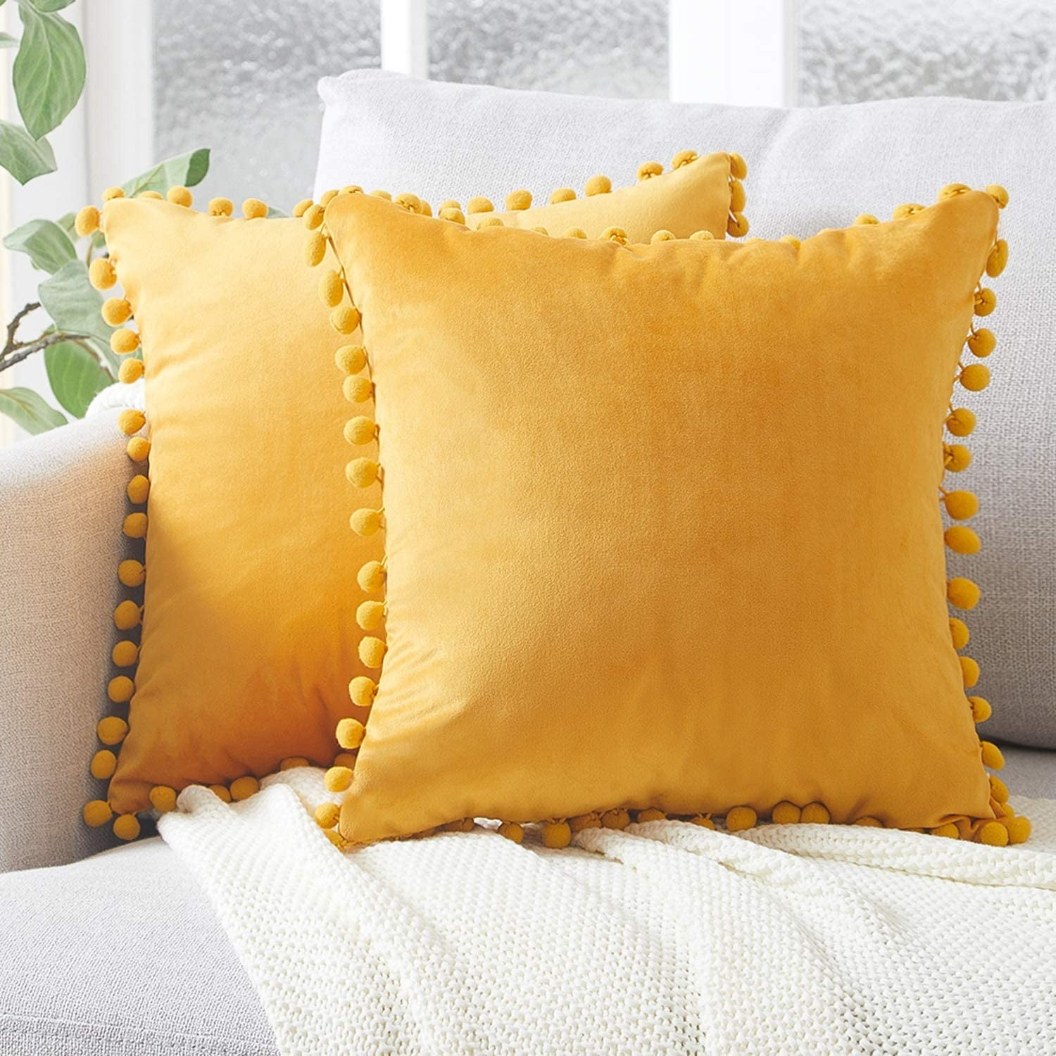 Topfinel Square Solid Color Throw Pillow Cover, Decorative Throw Pillow