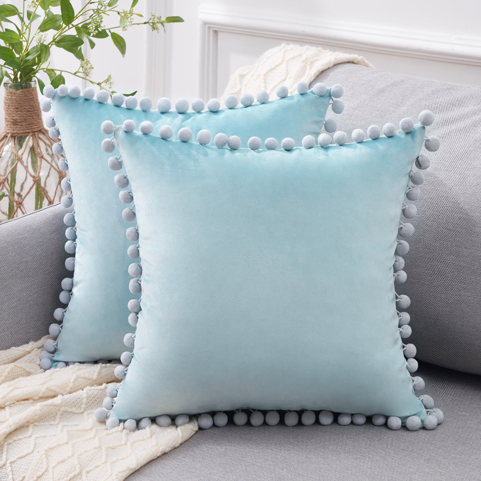 Topfinel Square Solid Color Throw Pillow Cover, Decorative Throw Pillow