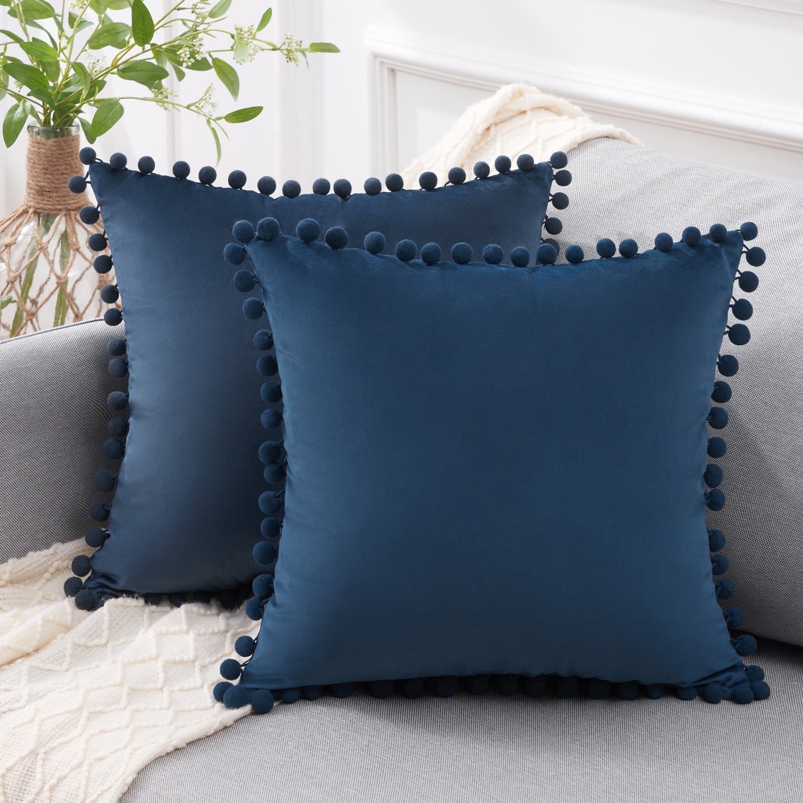 Topfinel Square Solid Color Throw Pillow Cover, Decorative Throw Pillow 