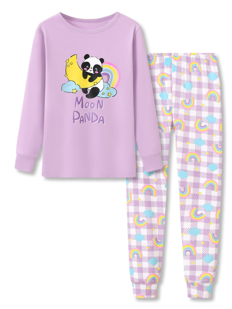 Topgal Comfy Little Girls Panda Pajamas Kids Cotton Rainbow PC