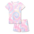 thumbnail image 1 of Topgal Comfy Sleepover Swirl Tie Dye Pajamas Set for Girls Nightwear Summer Kid Pull-On 2-Pack Pjs Size 6, 1 of 7