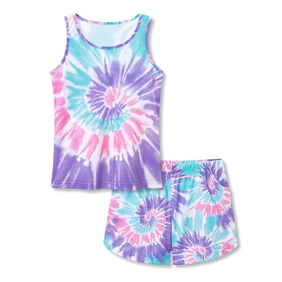 Topgal Comfy Tie Dye Pajamas for Teen Girls Slumber Style Summer Tank Top & Shorts PJS Size 18