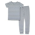 thumbnail image 1 of Topgal Kids Toddler Short Sleeve Snug-Fit Pajamas - 2PC Grey Blue & White Stripes PJ Set for Boys & Girls Size 2T, 1 of 1