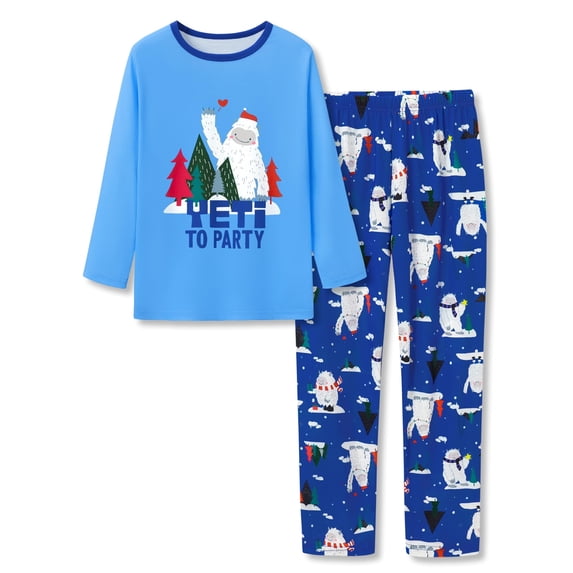 Topgal Little & Big Boys Pjs Lovely Yeti Graphic Christmas 2-Piece Pajamas Soft Long Sleeve Pant Sleepwear Set Size 8
