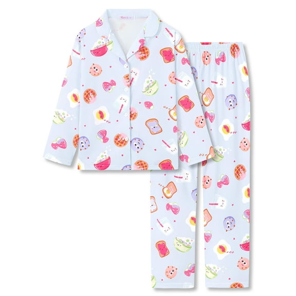 Topgal Lovely Pajamas for Little/Big Girls - Toast & Cookie Cartoon Coat Style Long Sleeves Sleepwear 2 PC Size 12