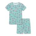 thumbnail image 1 of Topgal Rib Knit Pajama for Little Girls Toddler Snug Fit Green Leopard 2 Piece Stretch Sleepwear Pjs Set Size 8, 1 of 7